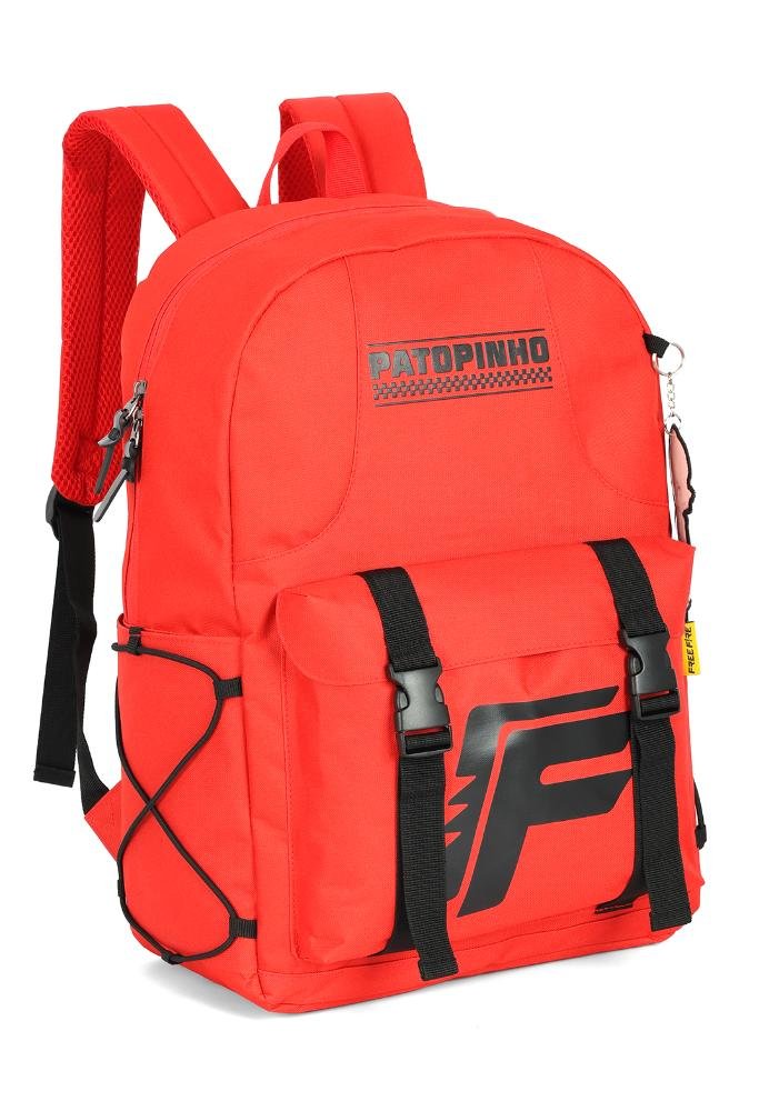 Mochila de Costas Média Juvenil Free Fire com Chaveiro Vermelho 3