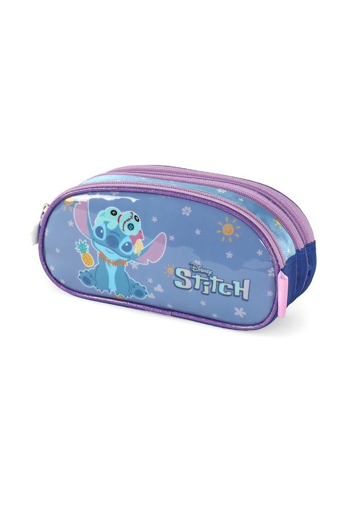 Estojo Triplo Infantil Médio Ohana Stitch Disney Roxo 2