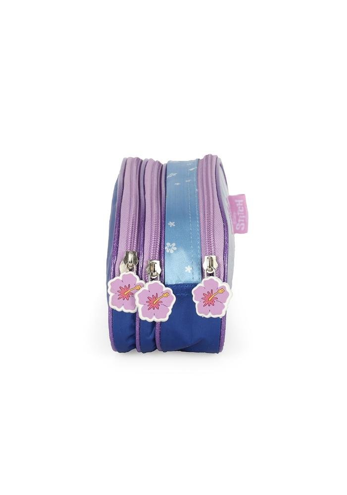 Estojo Triplo Infantil Médio Ohana Stitch Disney Roxo 3