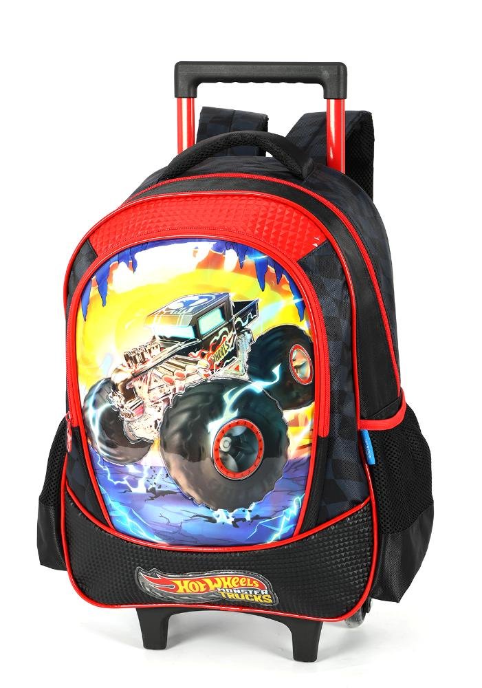 Mochila de Rodinhas Média Infantil de Costas Hotwheels Preto 2