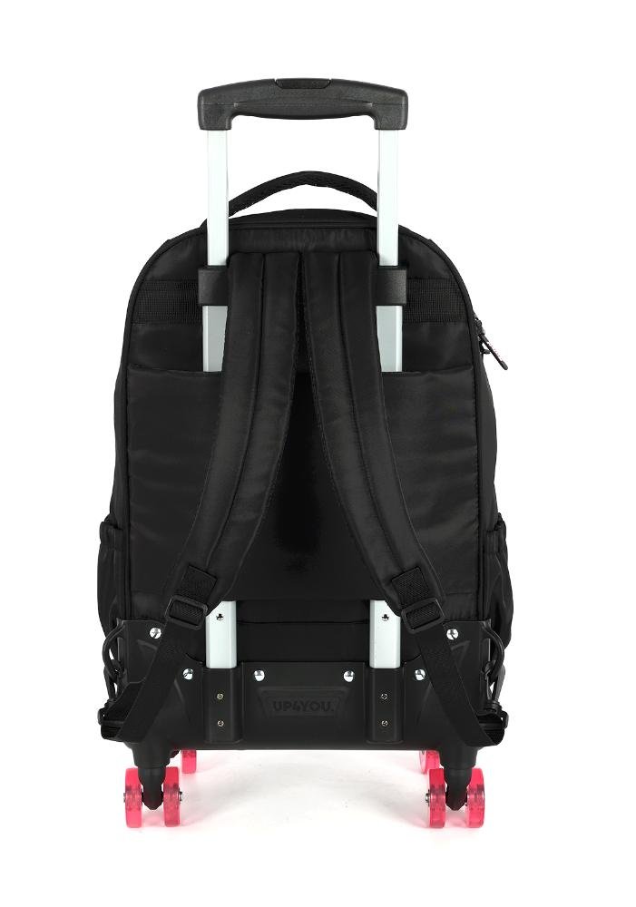 Mochila de Rodinhas Skate Média Juvenil Náilon Notebook Ohana Stitch com Chaveiro Preto 6