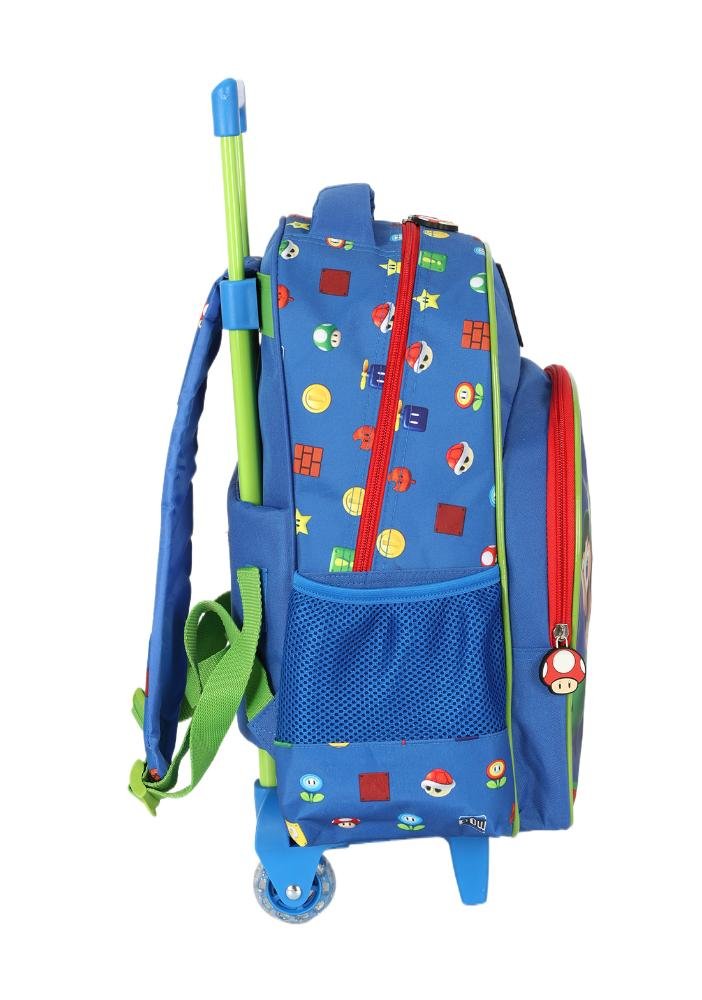 Mochila de Rodinhas Pequena Infantil de Costas Super Mario Azul 3