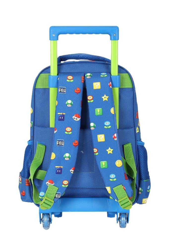 Mochila de Rodinhas Pequena Infantil de Costas Super Mario Azul 4