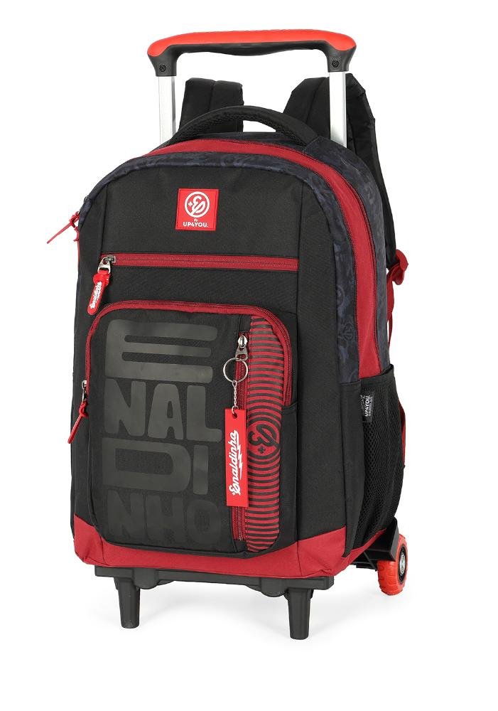 Mochila de Rodinhas Juvenil Enaldinho By Up4you Vermelho/Preto 2