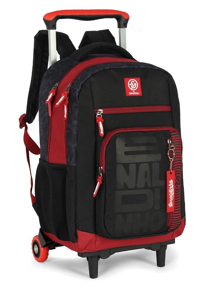 Mochila de Rodinhas Juvenil Enaldinho By Up4you Vermelho/Preto 3