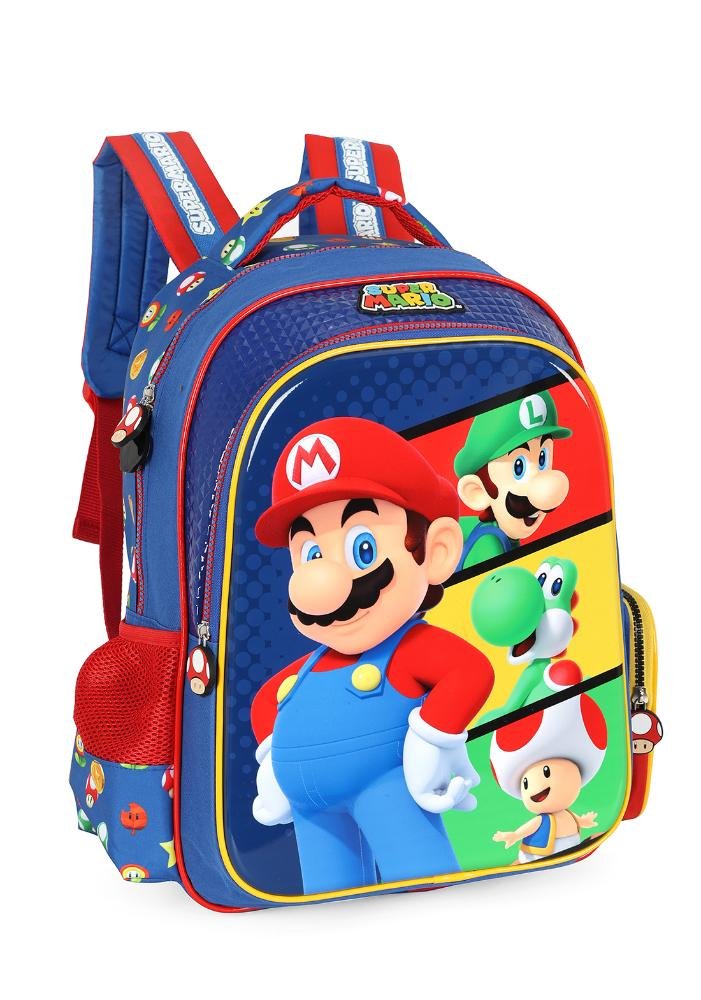 Mochila de Costas Infantil Super Mario Bros By Up4you Azul 3