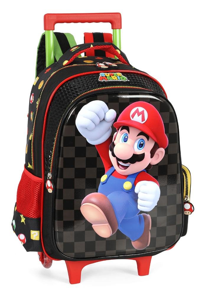 Mochila de Rodinhas Infantil Super Mario Bros By Up4you Preto 2
