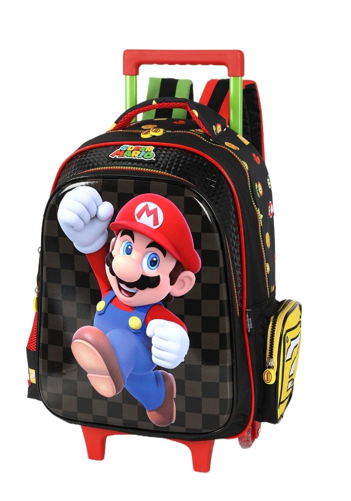Mochila de Rodinhas Infantil Super Mario Bros By Up4you Preto 3