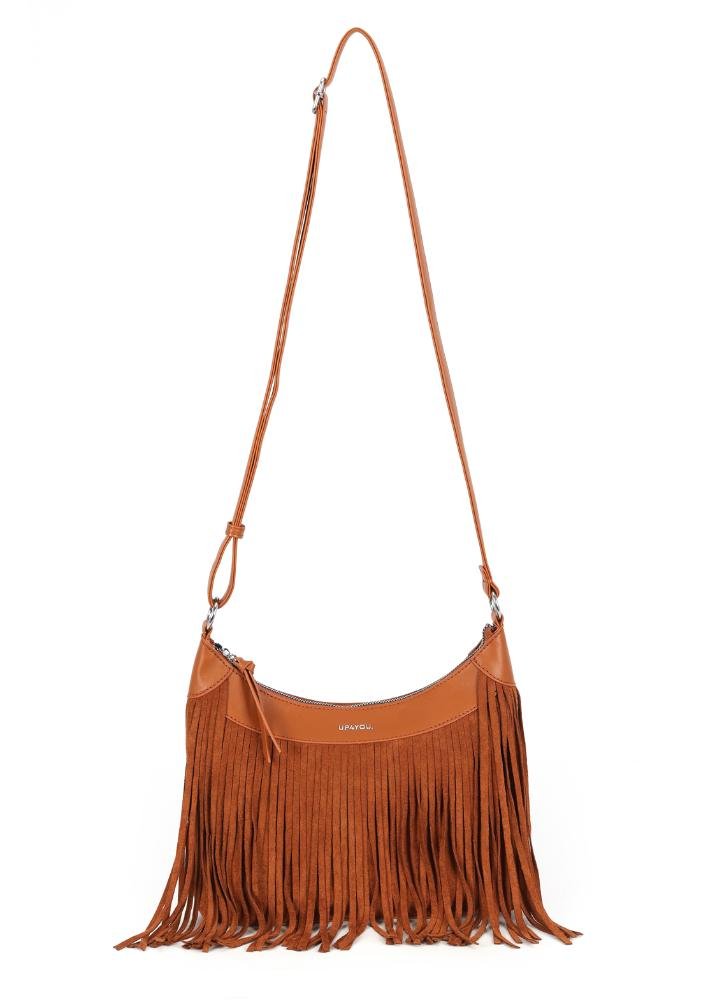 Bolsa Feminina Transversal Camurça Fringe By Up4you