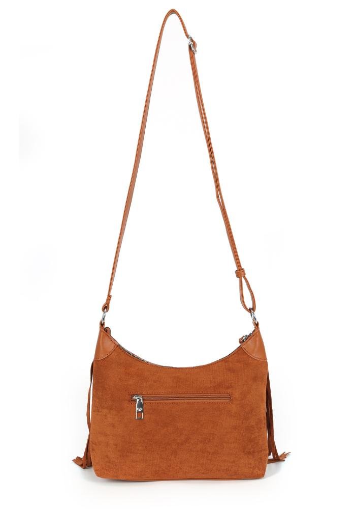 Bolsa Feminina Transversal Camurça Fringe By Up4you Marrom 3