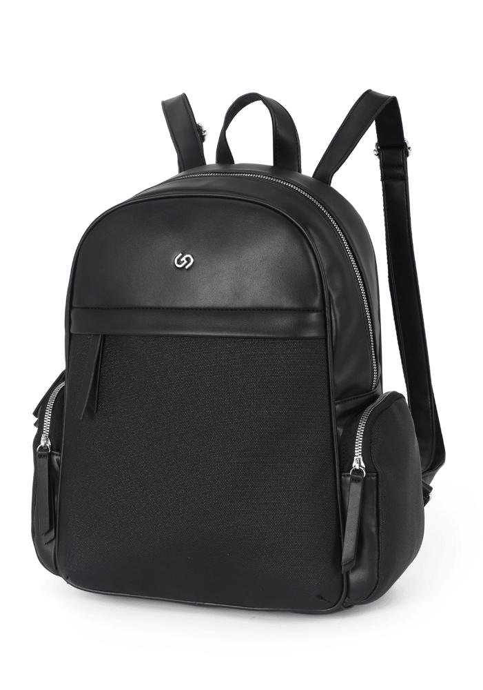 Mochila Feminina Gash em PU para Trabalho e Dia a Dia com Bolso Frontal e Alça Regulável Preto 2