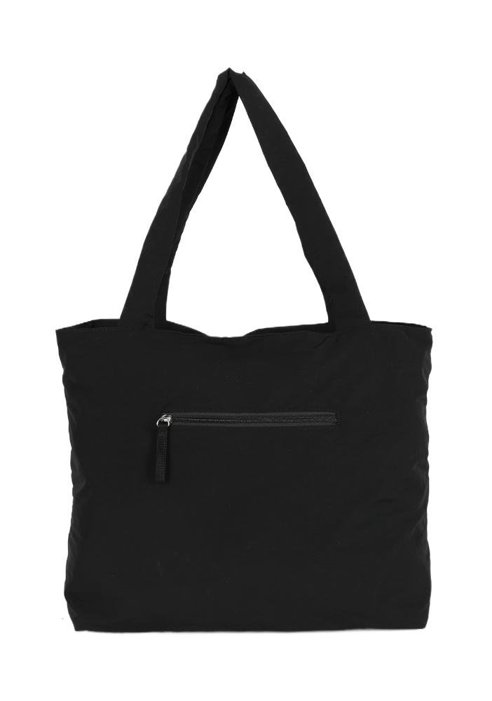 Bolsa Tote Em Náilon Com Bolso Frontal Preto 3