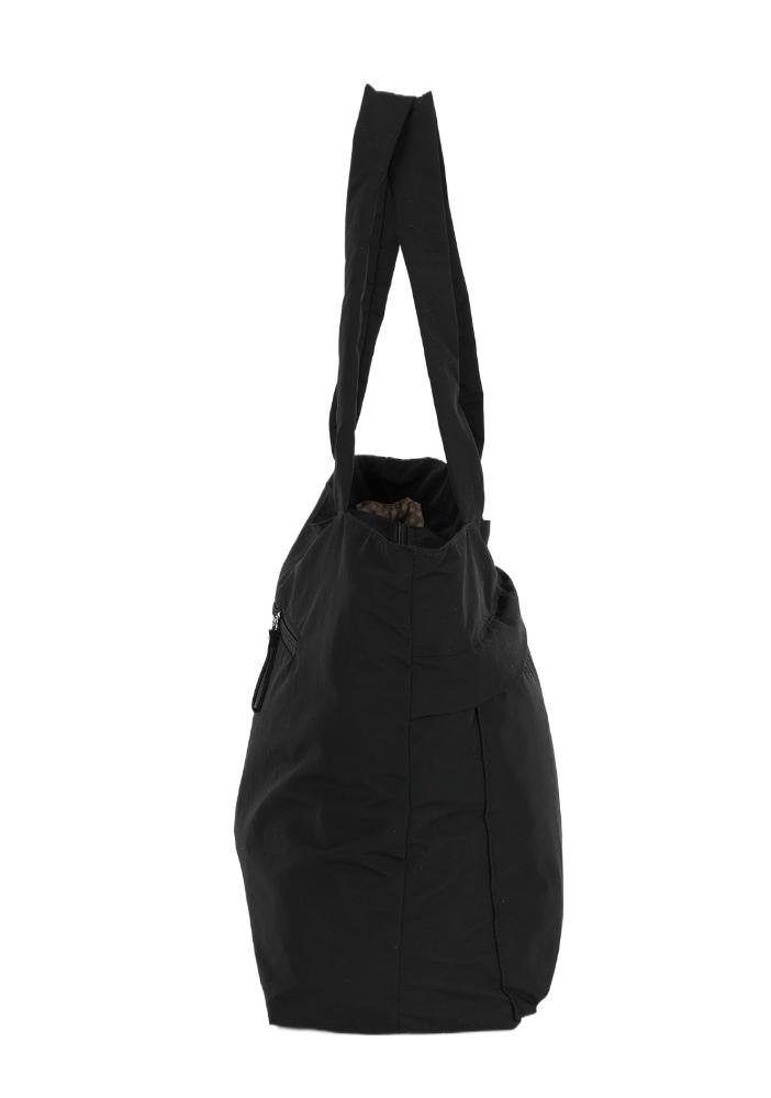 Bolsa Tote Em Náilon Com Bolso Frontal Preto 4