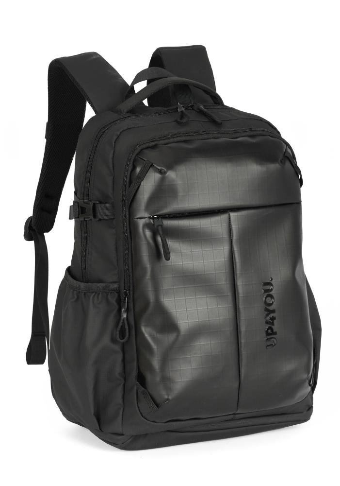 Mochila de Costas Grande Em PU Com Compartimento para Notebook Preto 2