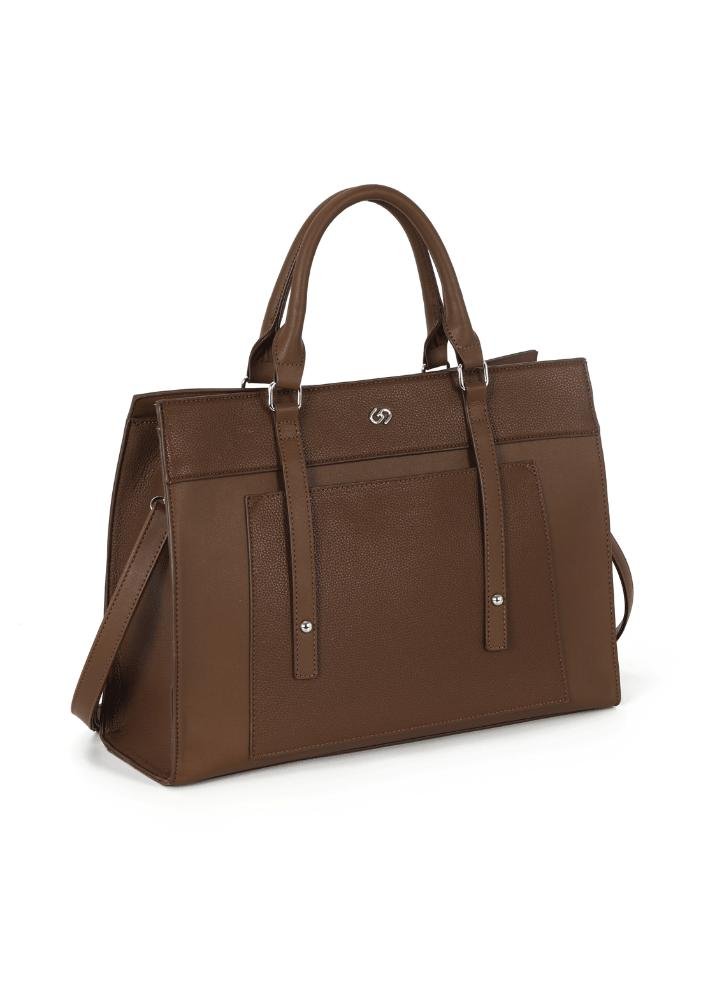 Bolsa Tote Grande De Ombro Em PU Gash Marrom 2