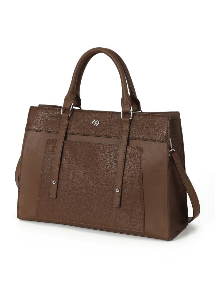 Bolsa Tote Grande De Ombro Em PU Gash Marrom 3