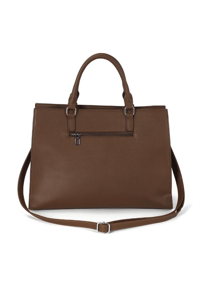 Bolsa Tote Grande De Ombro Em PU Gash Marrom 4