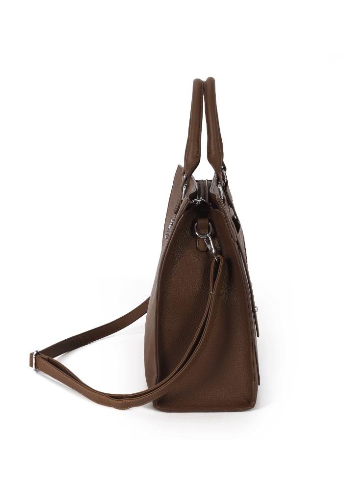 Bolsa Tote Grande De Ombro Em PU Gash Marrom 5