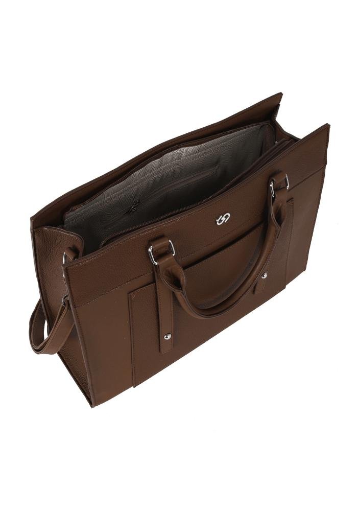 Bolsa Tote Grande De Ombro Em PU Gash Marrom 7