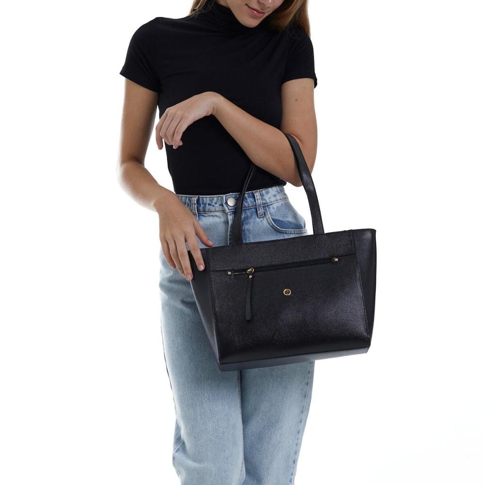 Bolsa Couro Ombro Elisabeth II BM-693 Le Postiche Preto 2