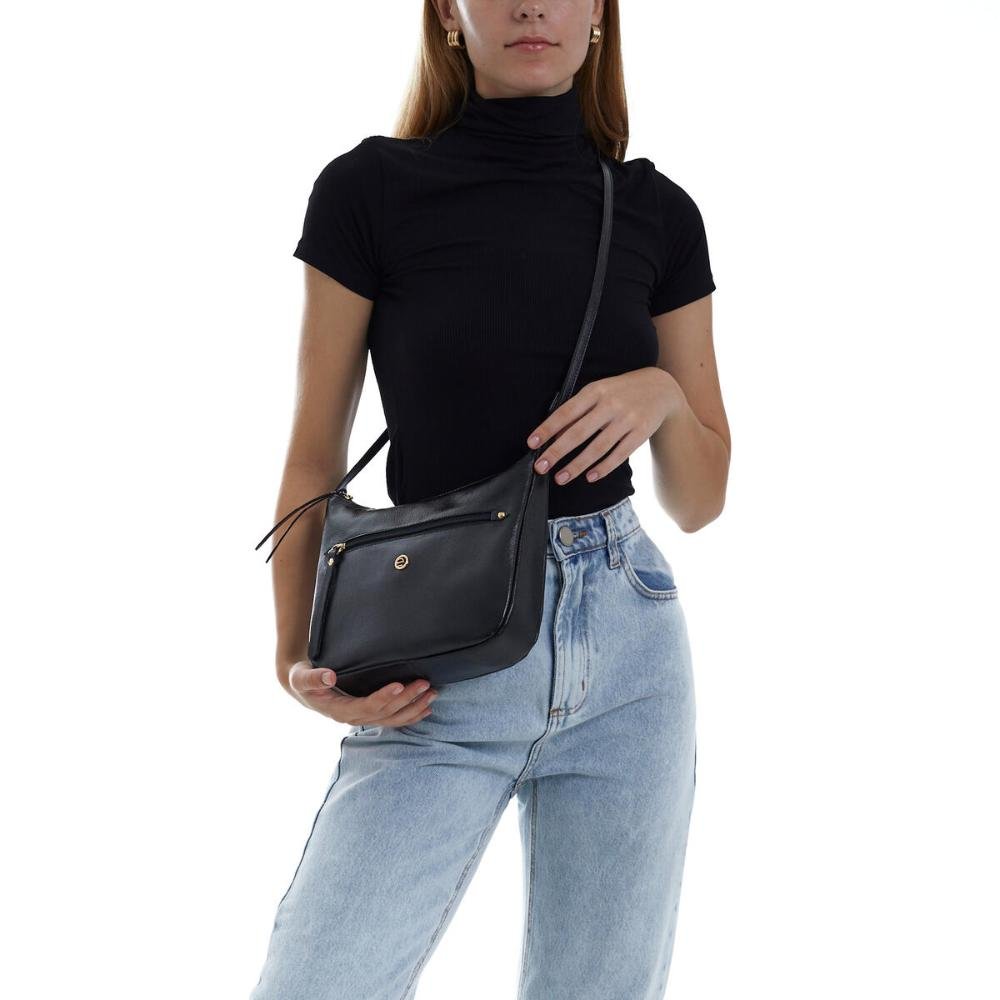 Bolsa Couro Transversal Elisabeth II BM-695 Le Postiche Preto 2