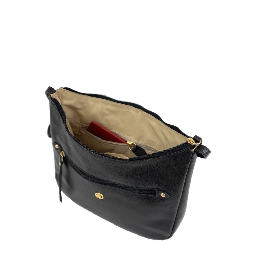 Bolsa Couro Transversal Elisabeth II BM-695 Le Postiche Preto 6