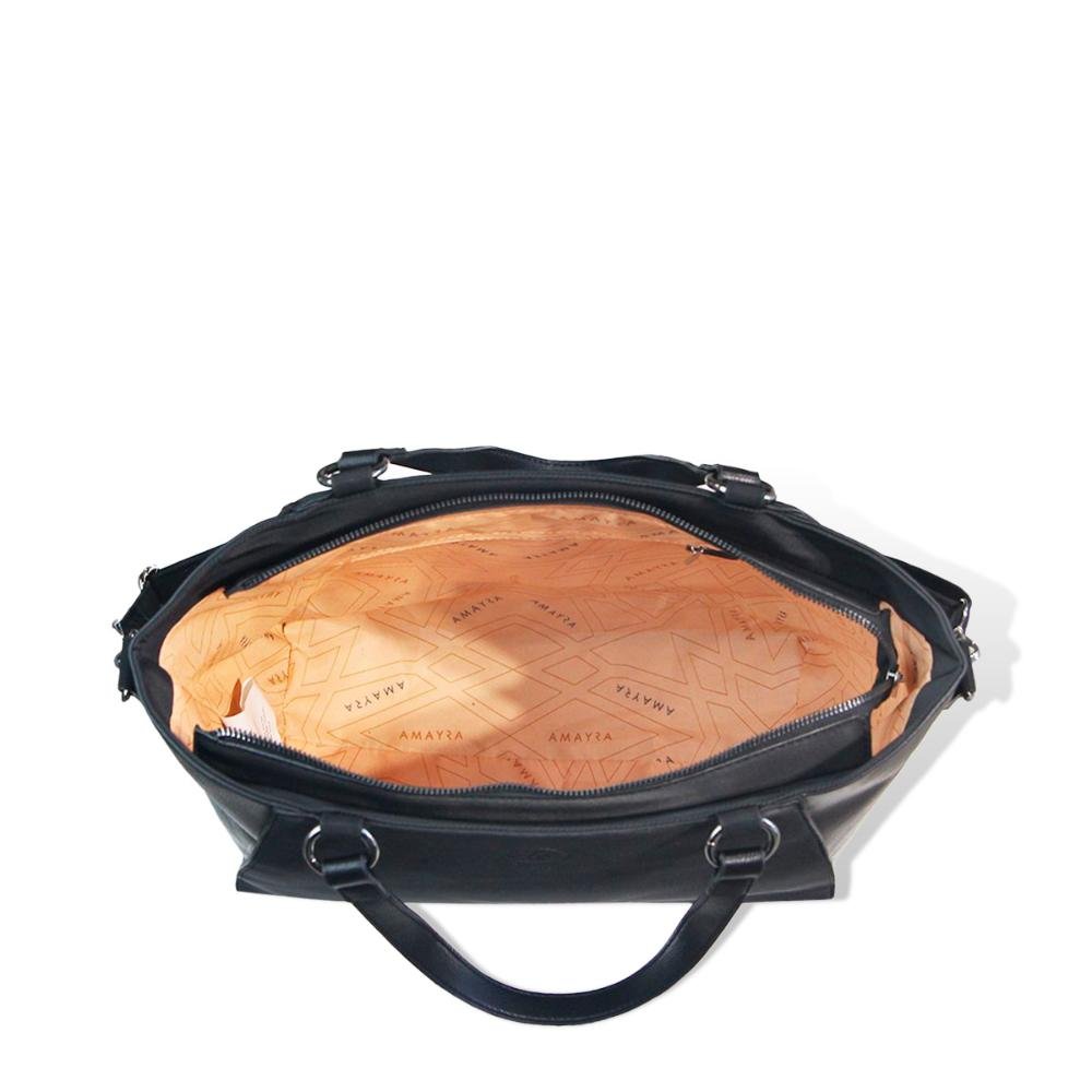 Bolsa Mão e Transversal Tote Elegance Floralis Amayra Preto 4