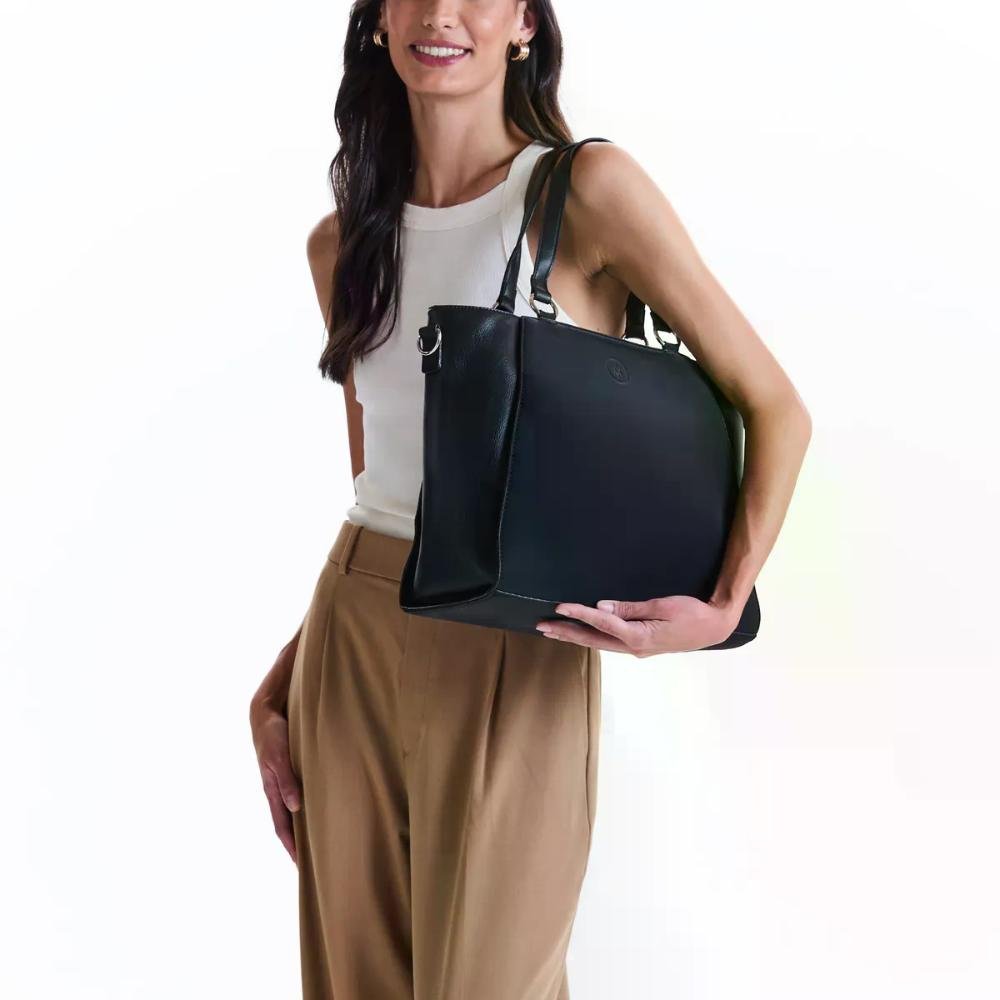 Bolsa Mão e Transversal Tote Elegance Floralis Amayra Preto 5