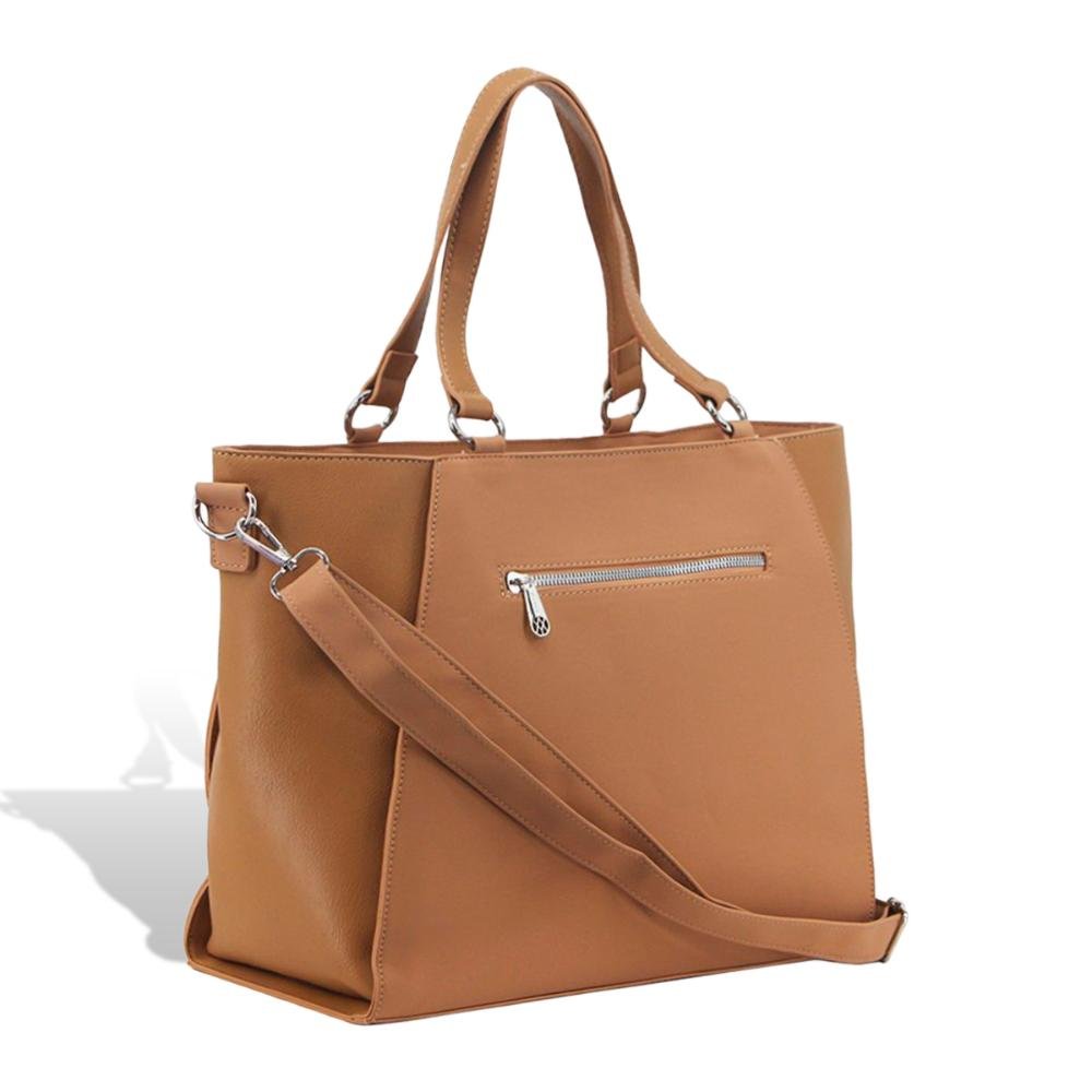 Bolsa Mão e Transversal Tote Elegance Floralis Amayra Camel 3