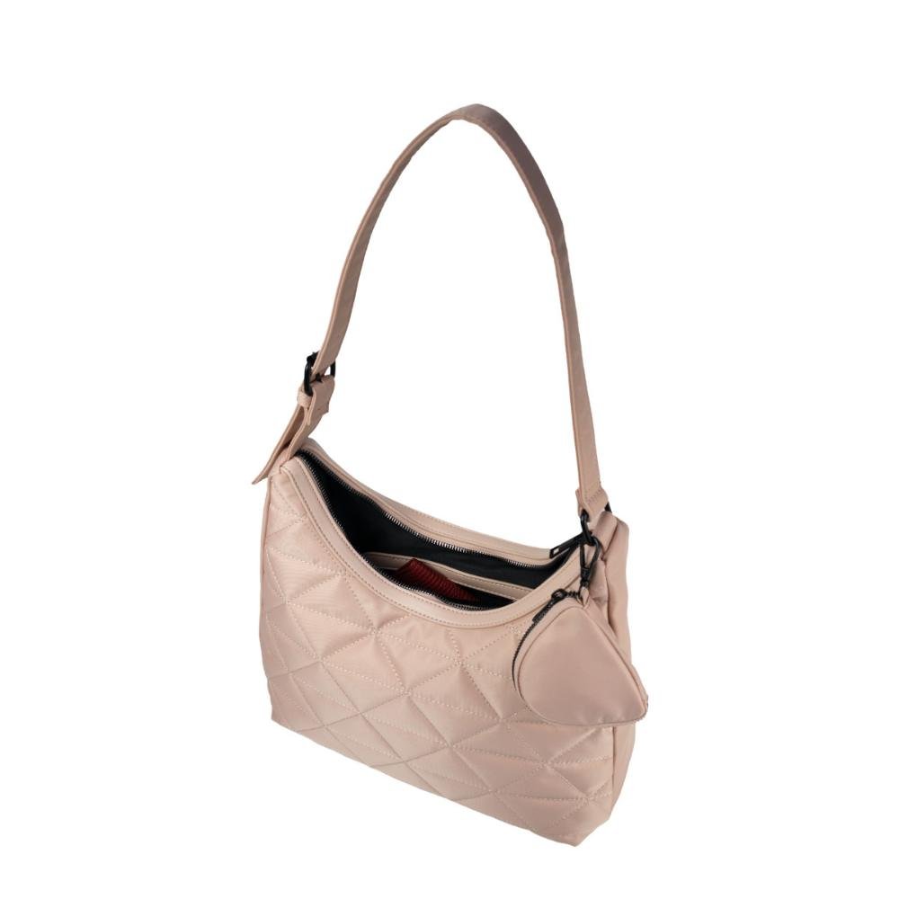 Bolsa Ombro Nylon Matelassê YG286 Le Postiche Bege 4