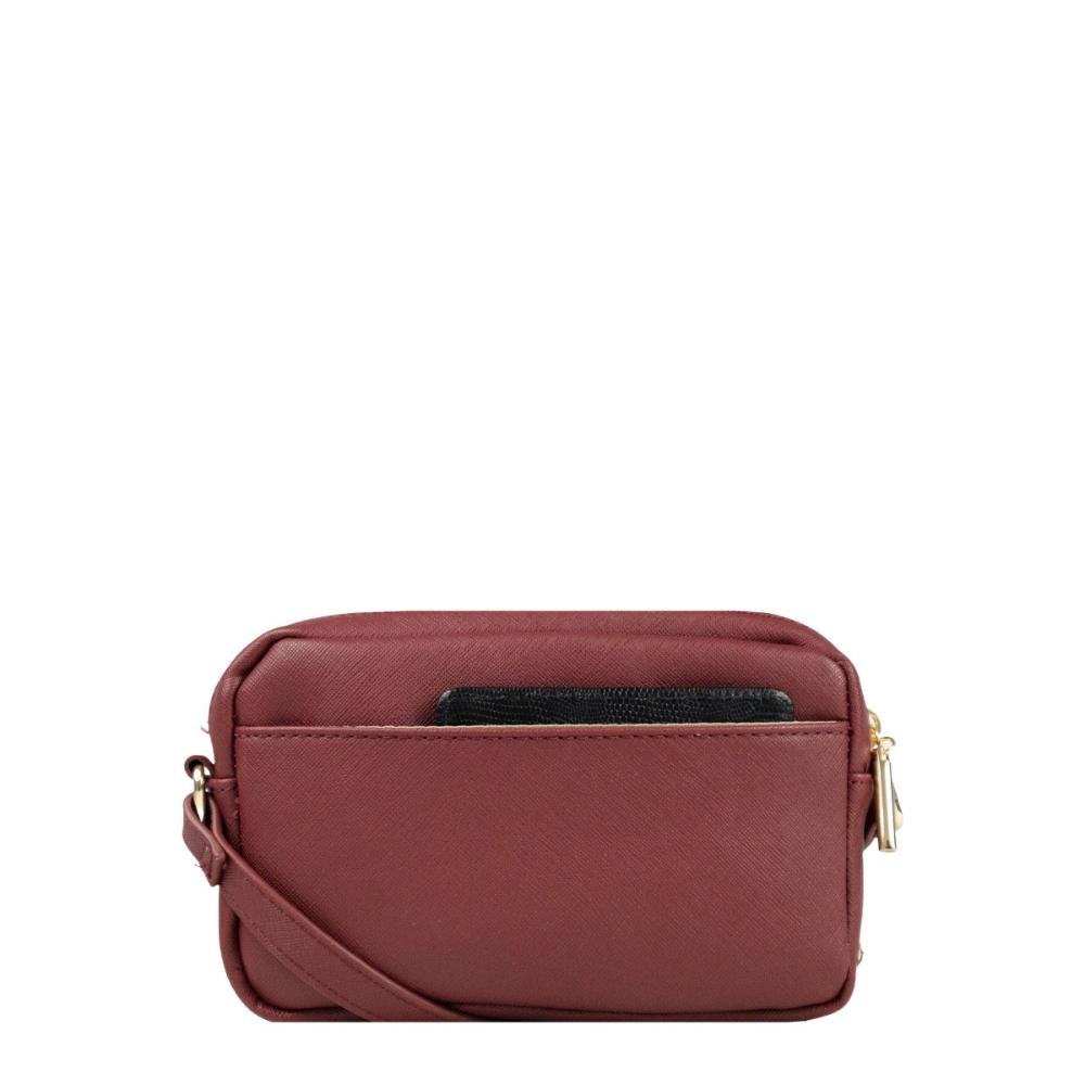 Bolsa Transversal 2 Divisórias Pêndulo Saffiano BLP67149 Le Postiche Vinho 2