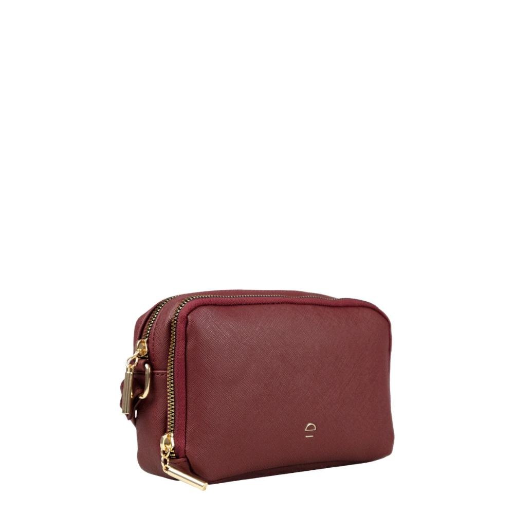 Bolsa Transversal 2 Divisórias Pêndulo Saffiano BLP67149 Le Postiche Vinho 3