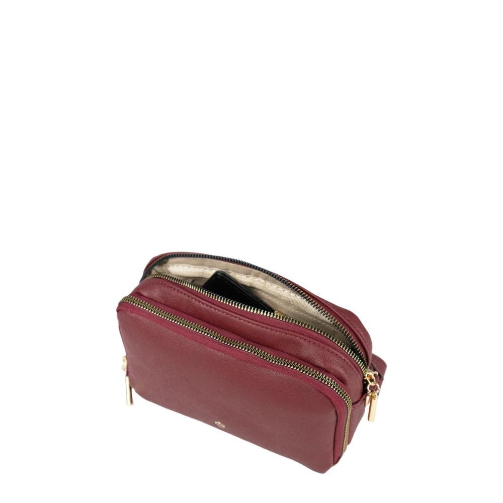 Bolsa Transversal 2 Divisórias Pêndulo Saffiano BLP67149 Le Postiche Vinho 4