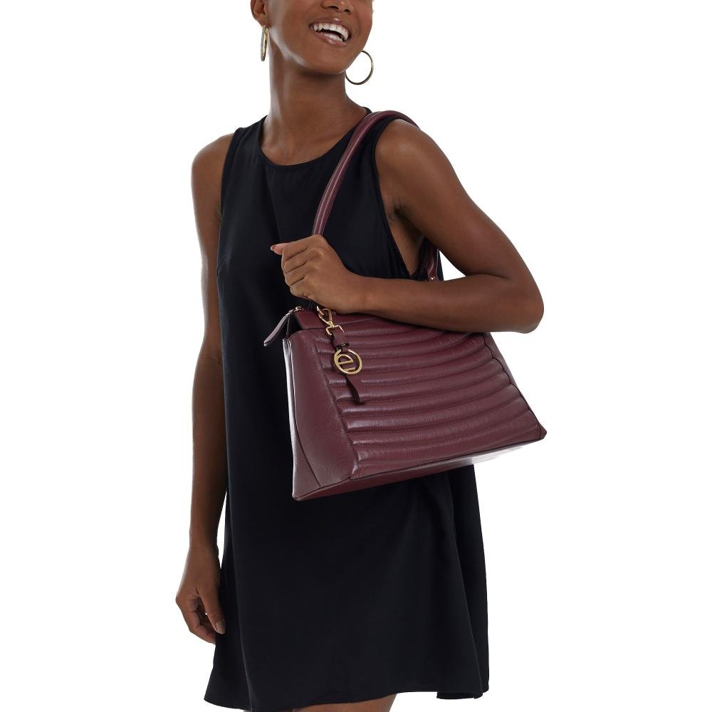 Bolsa Couro Ombro Tote Matelasse BM-840 Lepostiche Vinho 5