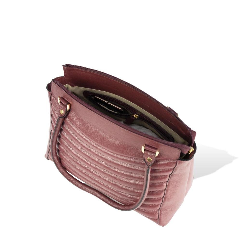 Bolsa Couro Ombro Tote Matelasse BM-840 Lepostiche Vinho 6