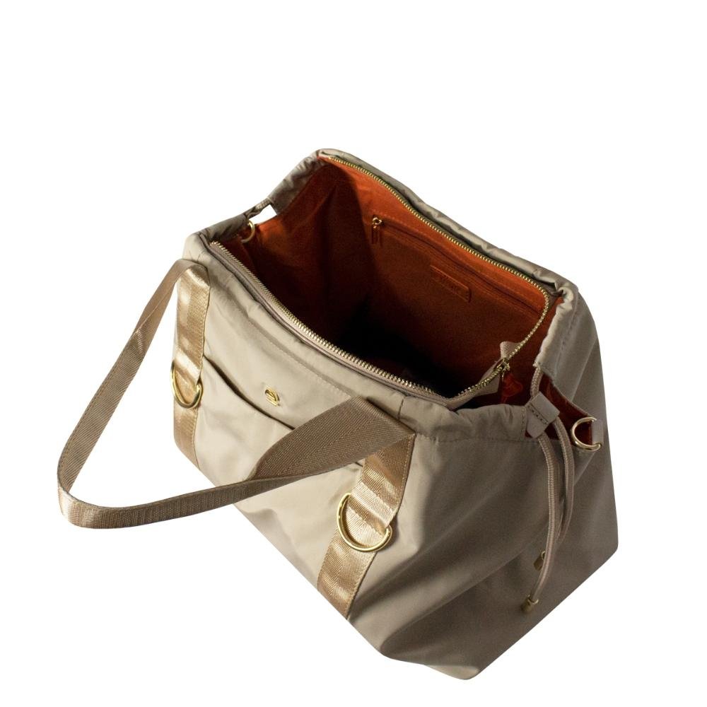Bolsa Transversal e Mão Sport Nylon Le Postiche Bege 4