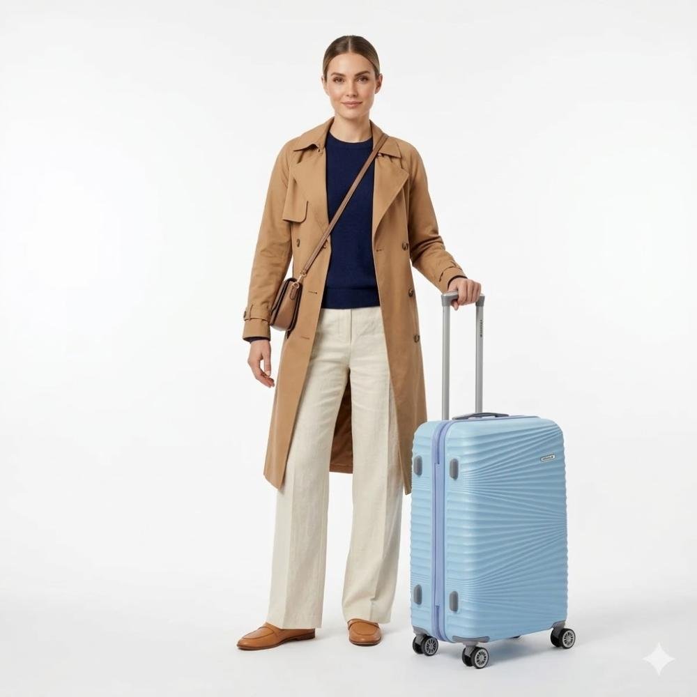 Mala Grande 32kg Rígida Rodas Giro 360º Hamburgo Stradda  Azul Claro 8