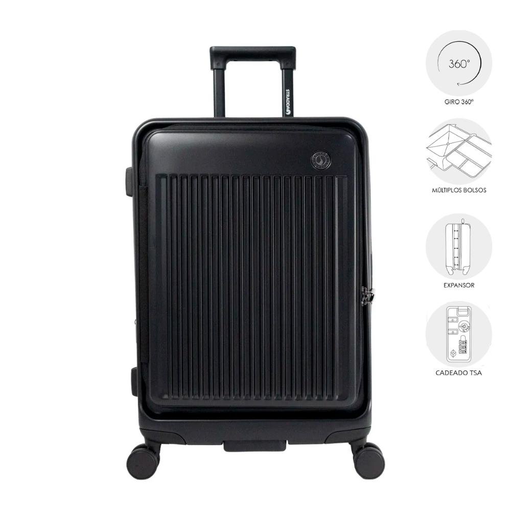 Mala Média 23kg com Rodas Giro 360º Policarbonato Monte Carlo Le Postiche Preto 9