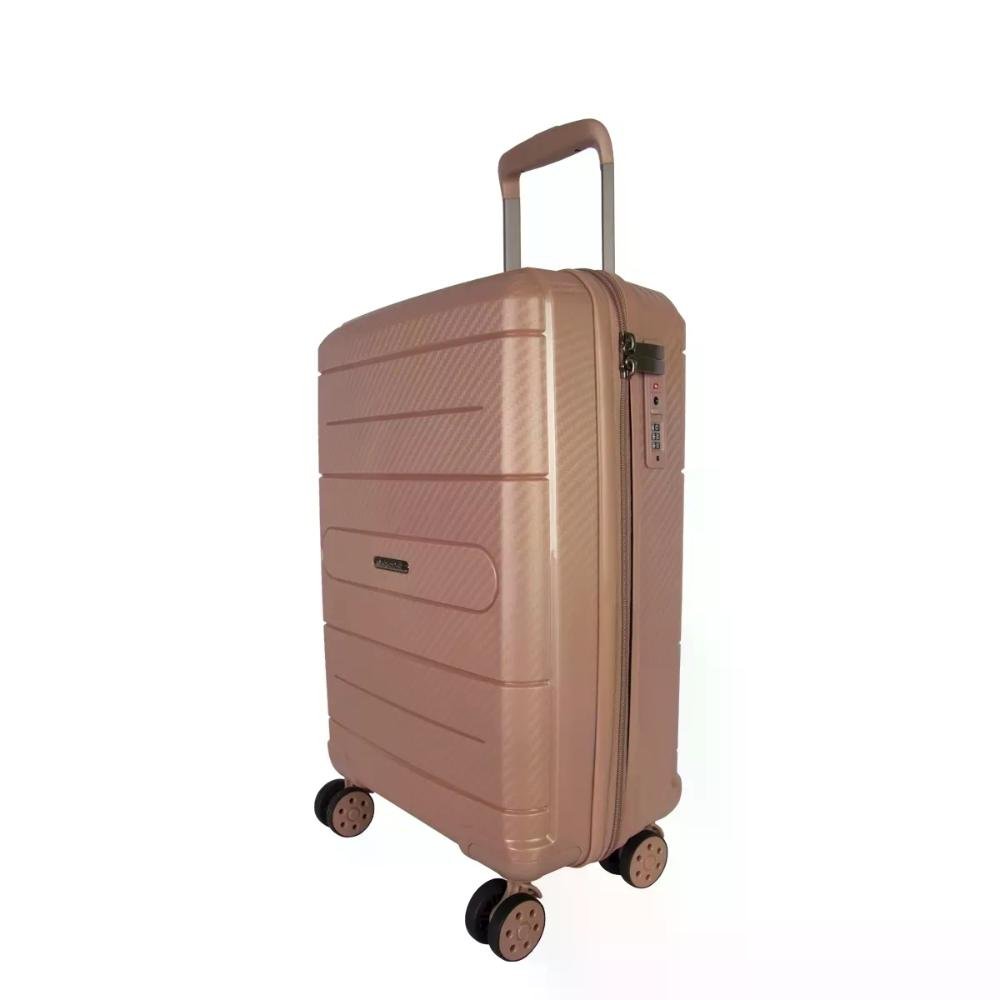 Mala Pequena de Bordo 10kg Polipropileno Rodas Giro 360° Berlim Black Eco Le Postiche Rosa Claro 2