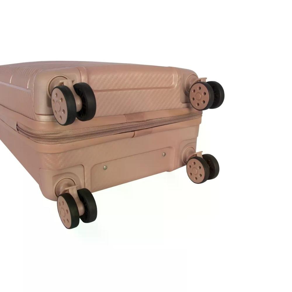 Mala Pequena de Bordo 10kg Polipropileno Rodas Giro 360° Berlim Black Eco Le Postiche Rosa Claro 5