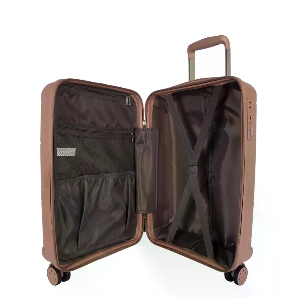 Mala Pequena de Bordo 10kg Polipropileno Rodas Giro 360° Berlim Black Eco Le Postiche Rosa Claro 6