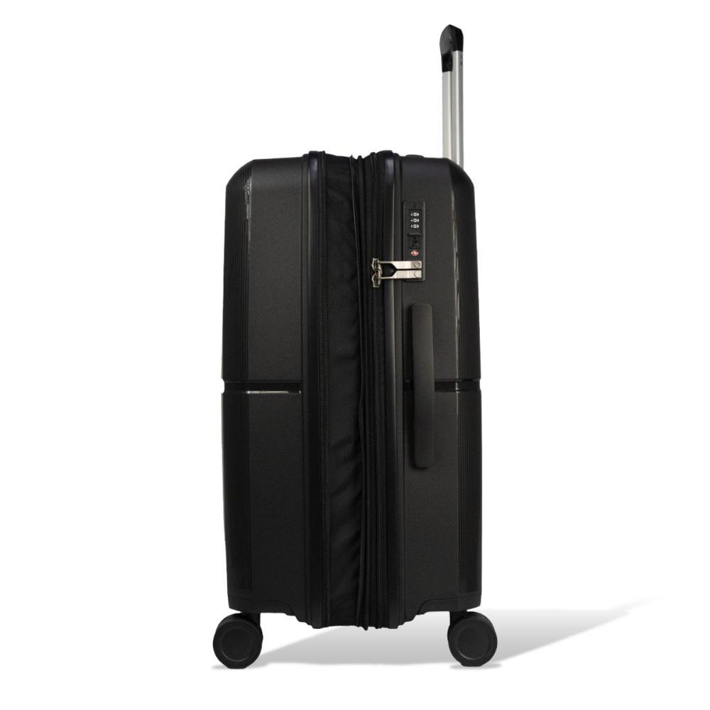 Mala Grande 32Kg Polipropileno Rodas Giro 360° Fusion Line Echolac Preto 3