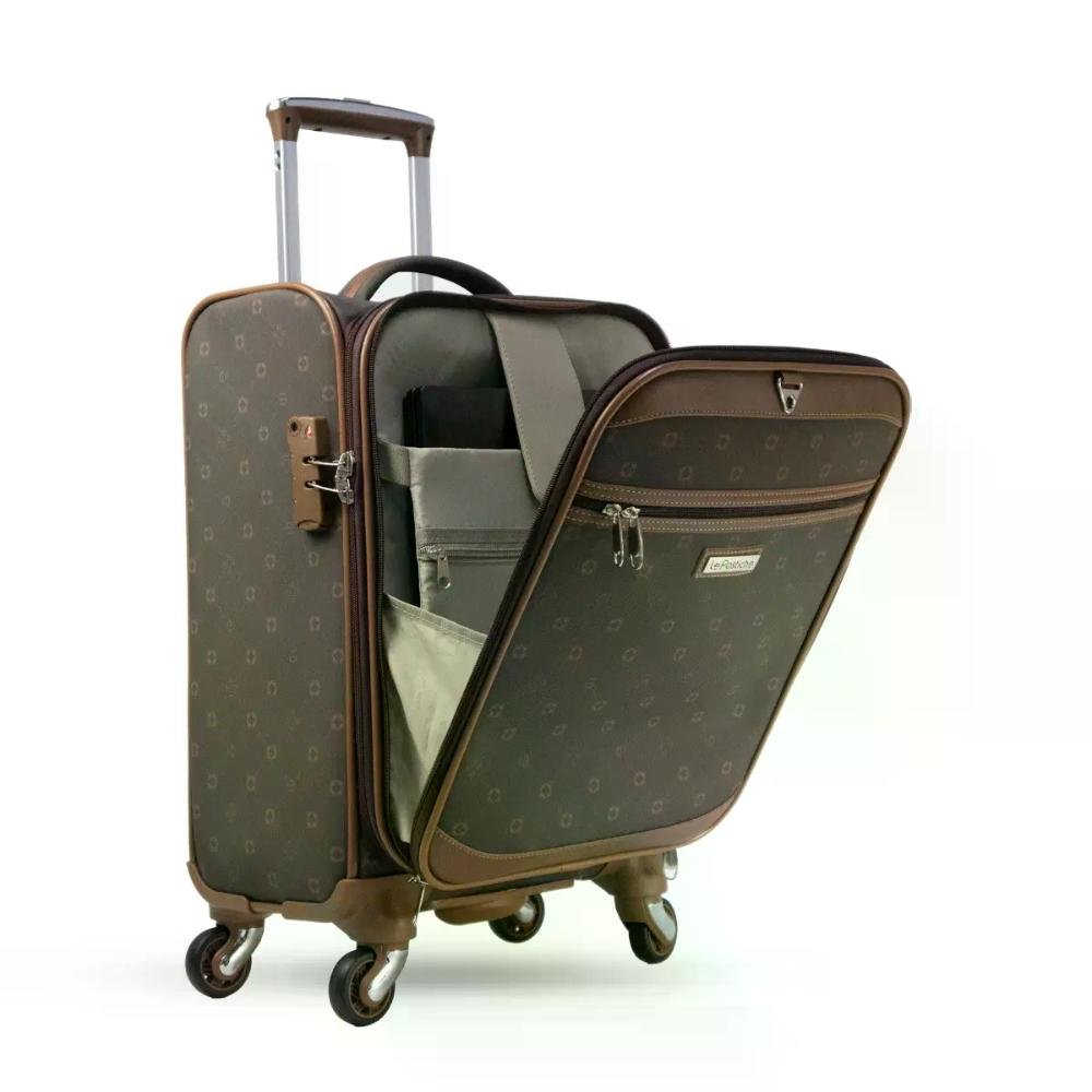 Mala Pequena de Bordo 10kg com Porta Notebook Monograma Le Postiche Café 3