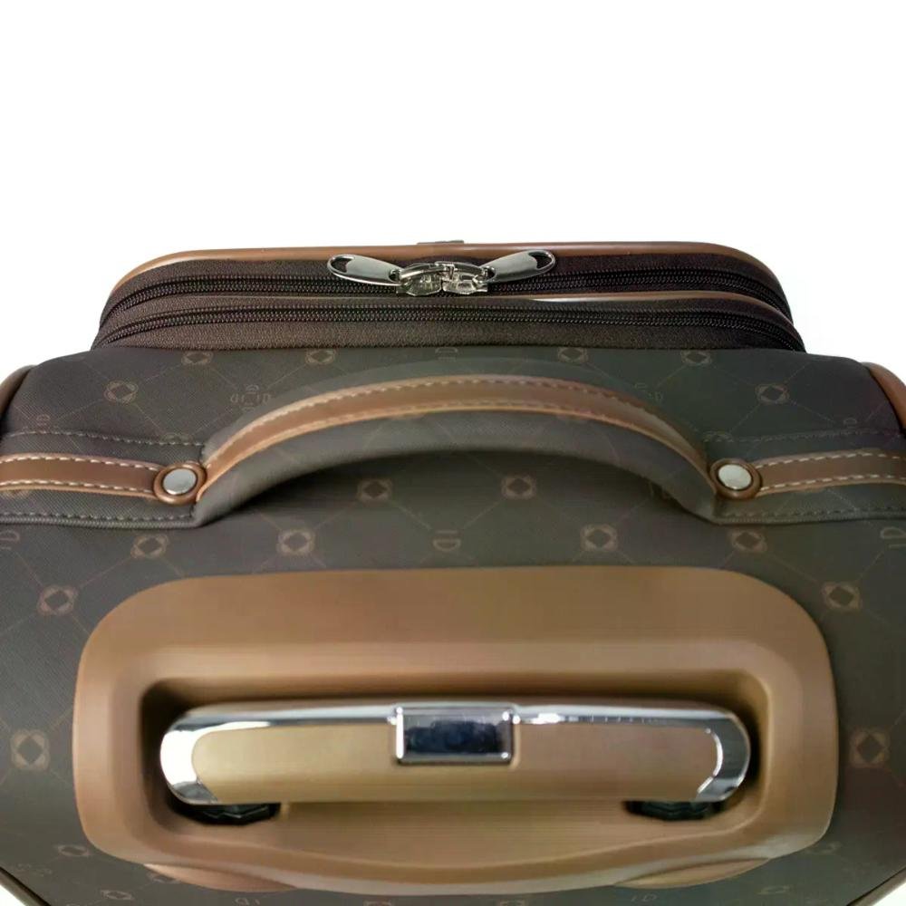 Mala Pequena de Bordo 10kg com Porta Notebook Monograma Le Postiche Café 9