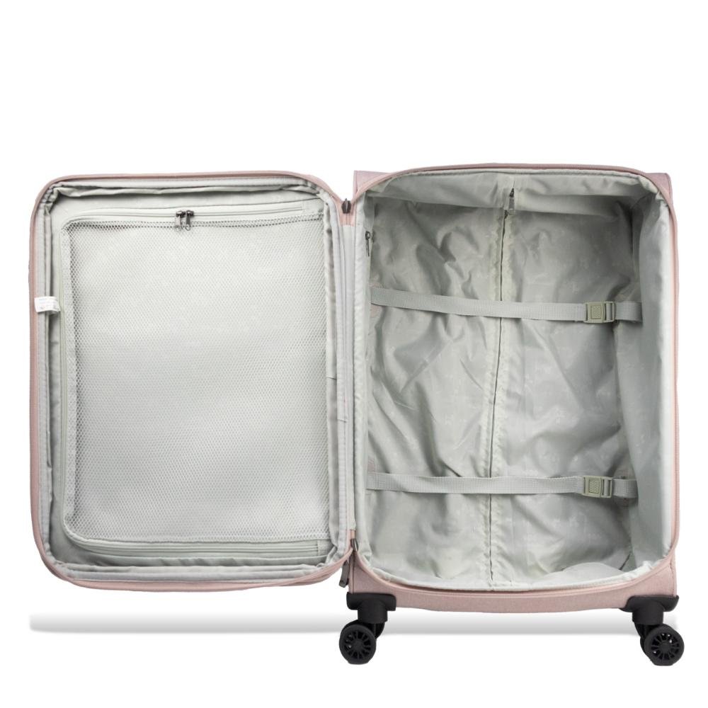 Mala Média 23kg Poliéster com Rodas Giro 360º Soft Line Echolac Rosa Claro 4