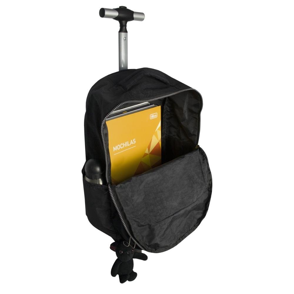 Mochila de Rodinha Crinkle Juvenil Luxcel Preto 4