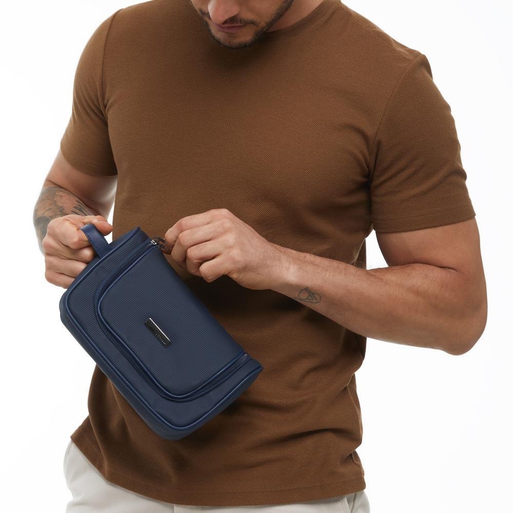 Necessaire Canelado Com Potes EX1093M Le Postiche Azul 2