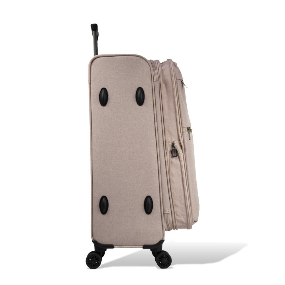 Mala Grande 32kg Poliéster com Rodas Giro 360º Soft Line Echolac Bege 4