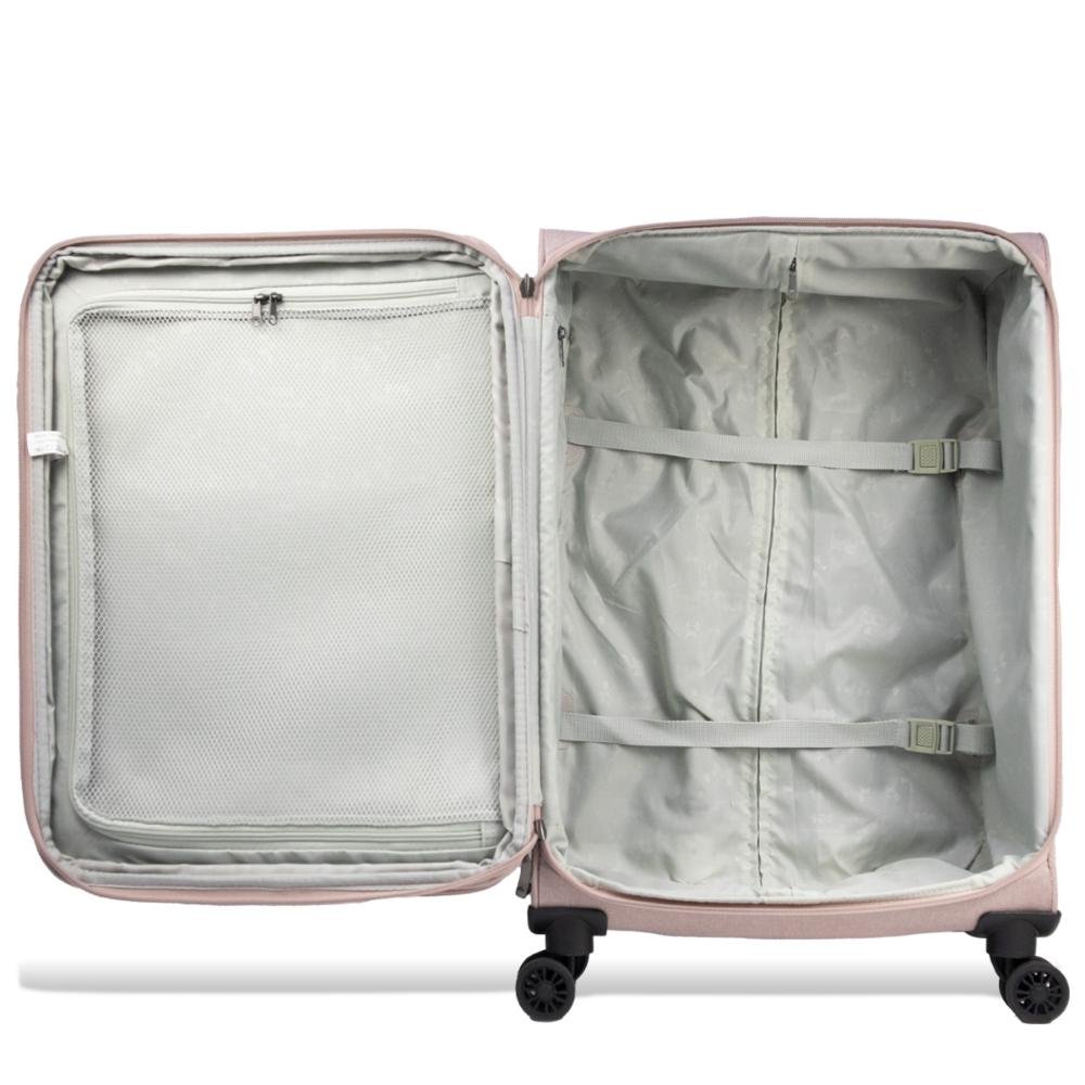 Mala Grande 32kg Poliéster com Rodas Giro 360º Soft Line Echolac Bege 5