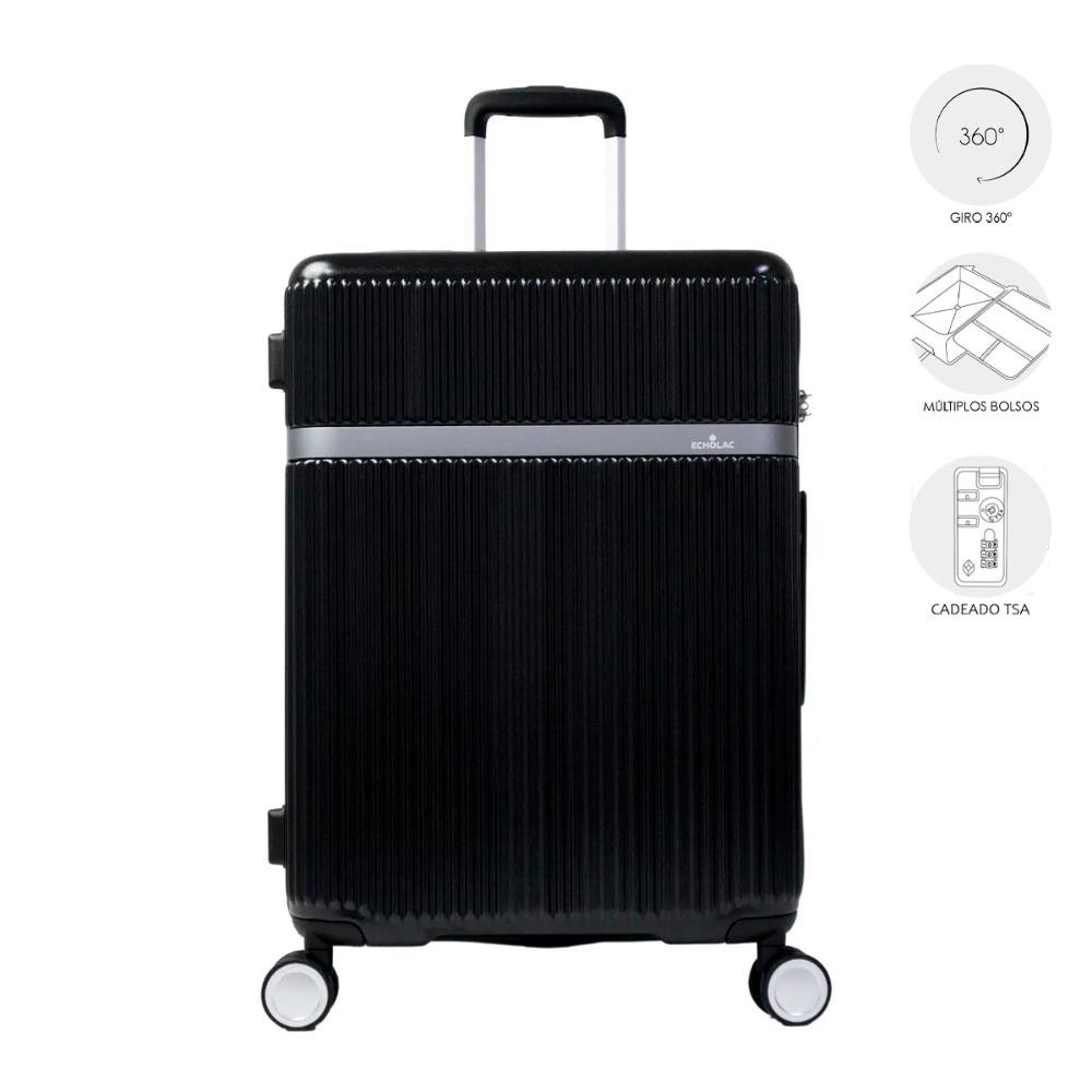 Mala Média 23kg com Rodas Giro 360º Style Line Echolac Preto 7